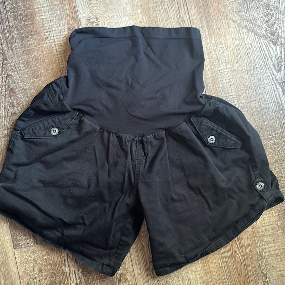 Motherhood Maternity Shorts Black Kahki Large
